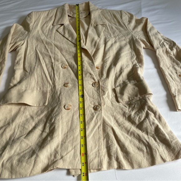 Free People "Olivia" Double Breasted Linen Blend Pebble/Sand Blazer - Picture 16 of 17